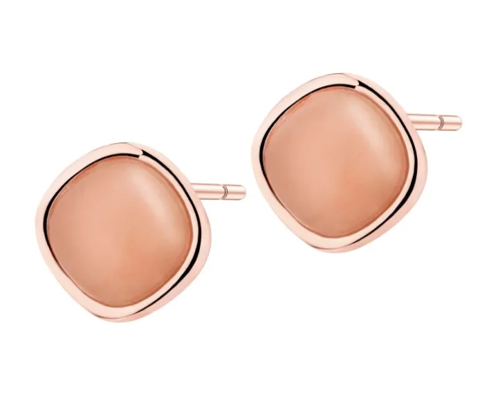 Kolczyki z mosiądzu pozłacane z kalcytami