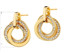 Kolczyki z mosiądzu pozłacane ze szklanymi detalami