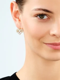 Kolczyki z mosiądzu pozłacane z cyrkoniami - serce