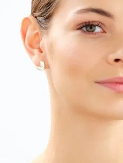 Kolczyki z mosiądzu pozłacane z masą perłową - serca