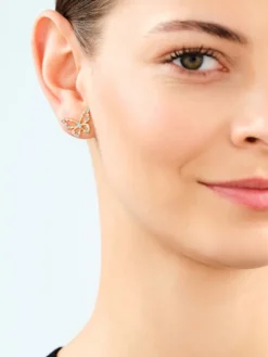 Kolczyki z mosiądzu pozłacane z cyrkonią - motyle