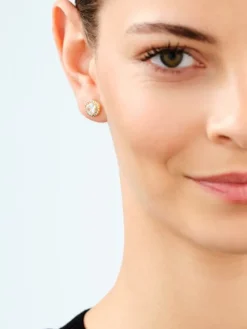 Kolczyki z mosiądzu pozłacane z cyrkoniami