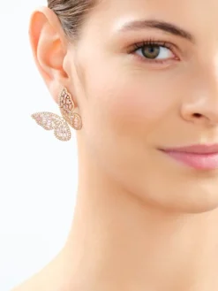 Kolczyki z mosiądzu pozłacane z cyrkoniami - motyle