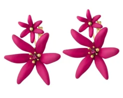 Kolczyki z mosiądzu pozłacane z cyrkoniami - kwiaty