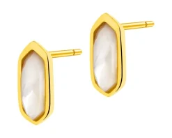 Kolczyki z mosiądzu pozłacane z masą perłową