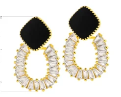 Kolczyki z mosiądzu pozłacane z cyrkoniami i emalią