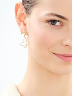 Kolczyki z mosiądzu pozłacane z cyrkoniami i masą perłową - motyle