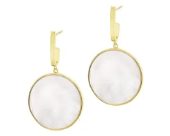 Kolczyki z mosiądzu pozłacane z masą perłową