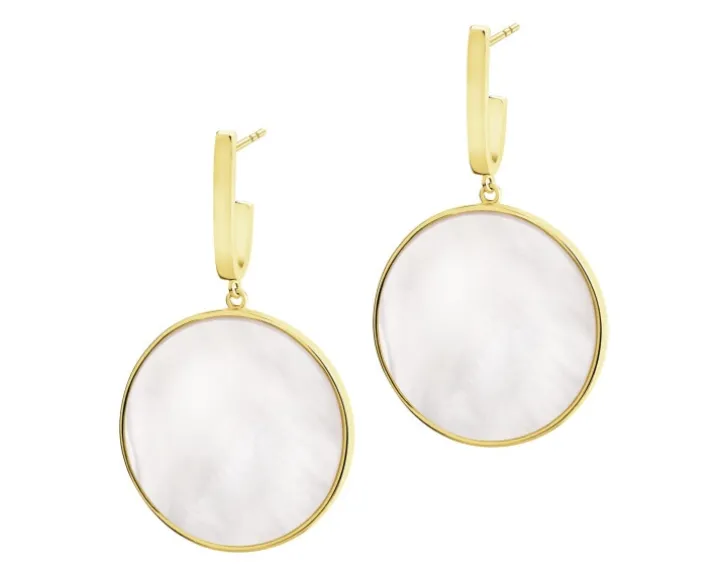 Kolczyki z mosiądzu pozłacane z masą perłową