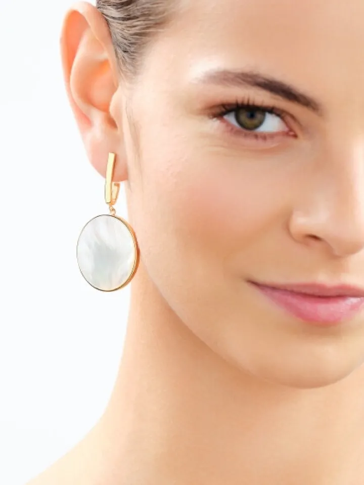 Kolczyki z mosiądzu pozłacane z masą perłową