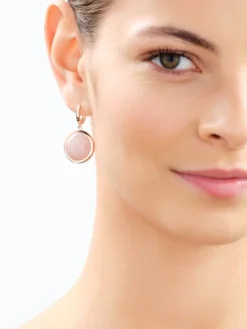 Kolczyki z mosiądzu pozłacany z kwarcami - koła