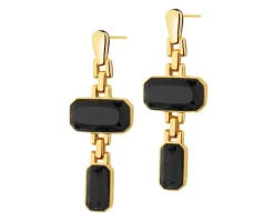 Kolczyki z mosiądzu pozłacane z agatami