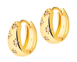 Kolczyki z mosiądzu pozłacane z cyrkoniami - gwiazdy