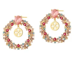 Kolczyki z mosiądzu pozłacane z cyrkoniami