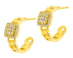 Kolczyki z mosiądzu pozłacane z cyrkoniami