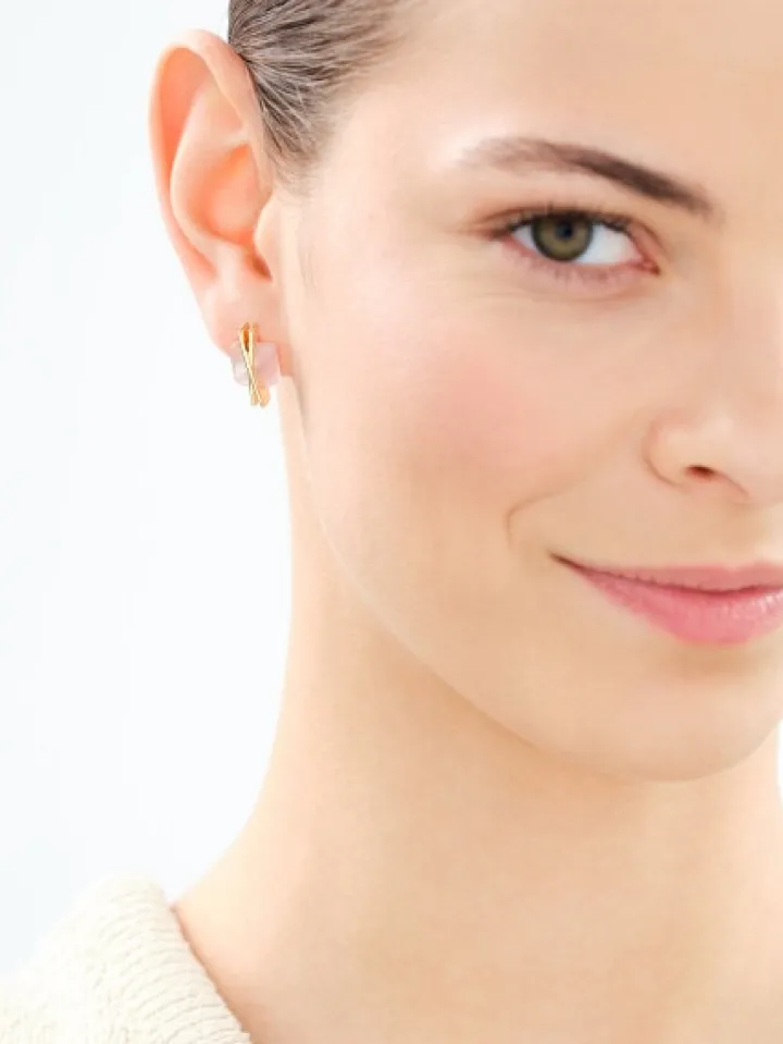 Kolczyki z mosiądzu pozłacane z masą perłową