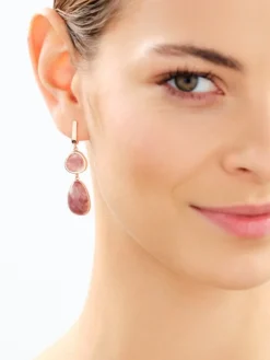 Kolczyki z mosiądzu pozłacane z kwarcami