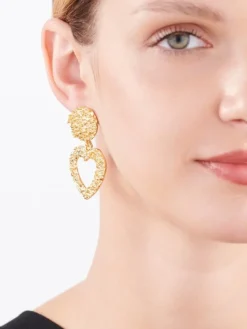 Kolczyki z mosiądzu pozłacane - serca
