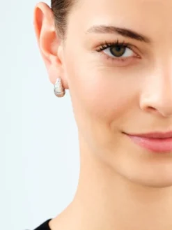 Kolczyki z mosiądzu rodowane z cyrkoniami - łezki