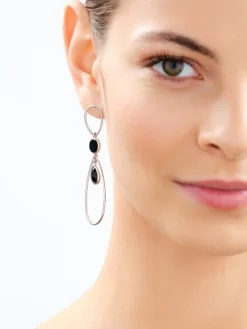 Kolczyki z mosiądzu rodowane z agatami