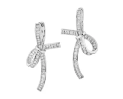 Kolczyki z mosiądzu rodowane z cyrkoniami - kokardki