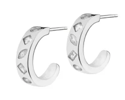 Kolczyki z mosiądzu rodowane z cyrkoniami