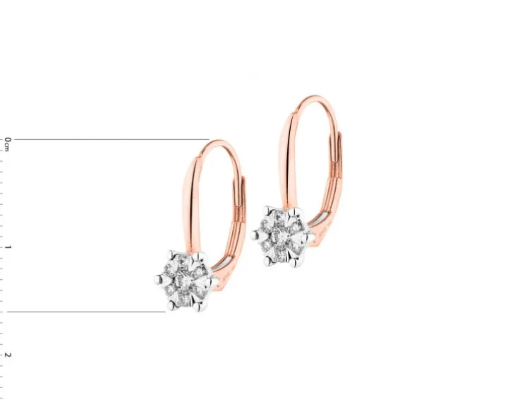 Kolczyki z różowego i białego złota z brylantami - 0,20 ct - próba 585