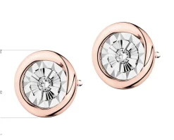 Kolczyki z różowego i białego złota z brylantami - 0,04 ct - próba 585
