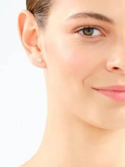 Kolczyki z różowego i białego złota z brylantami - 0,04 ct - próba 585