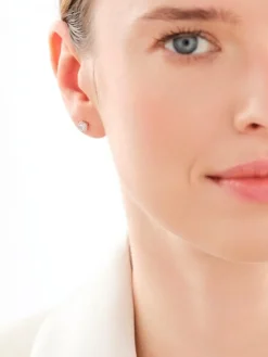 Kolczyki z różowego i białego złota z brylantami - 0,25 ct - próba 585