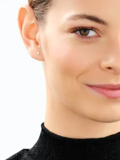 Kolczyki z różowego i białego złota z diamentami - 0,01 ct - próba 375