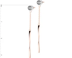 Kolczyki z różowego i białego złota z diamentami - 0,01 ct - próba 585