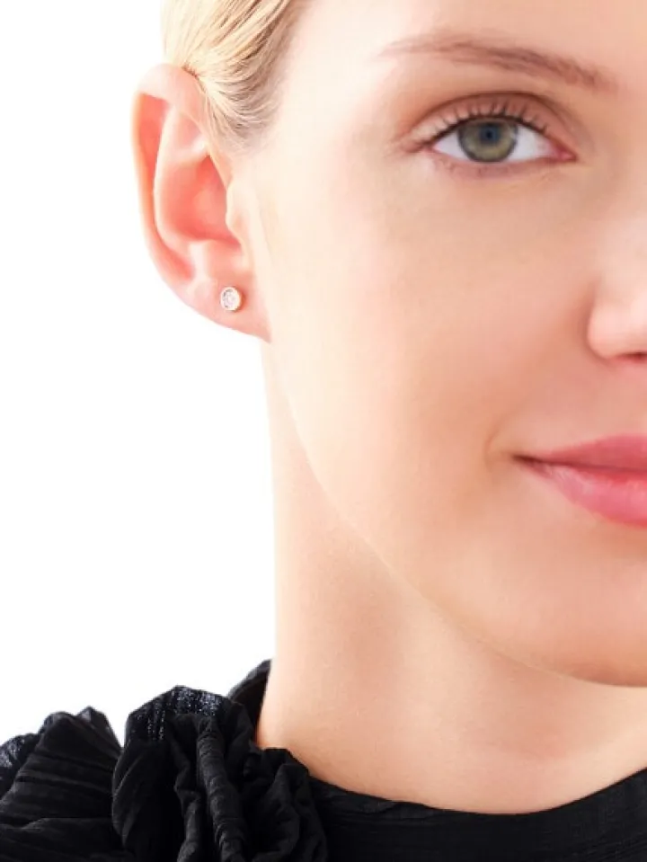 Kolczyki z różowego i białego złota z diamentami - 0,02 ct - próba 375