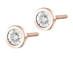 Kolczyki z różowego i białego złota z brylantami - 0,10 ct - próba 585