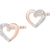 Kolczyki z różowego złota z diamentami – serca - 0,005 ct - próba 375