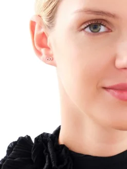 Kolczyki z różowego złota z diamentami - nieskończoność - 0,006 ct - próba 585