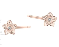 Kolczyki z różowego złota z diamentami - kwiaty - 0,008 ct - próba 375