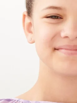 Kolczyki z różowego złota z diamentami - kwiaty - 0,008 ct - próba 375