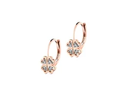 Kolczyki z różowego złota z diamentami – koniczyny - 0,02 ct - próba 585