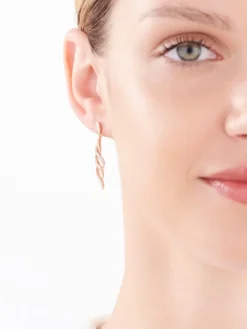 Kolczyki z różowego złota z diamentami - 0,13 ct - próba 585