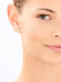 Kolczyki z różowego złota z brylantami - 0,01 ct - próba 375