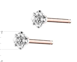 Kolczyki z różowego złota z diamentami - 0,006 ct - próba 375