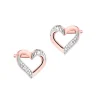 Kolczyki z różowego złota z diamentami - serca - 0,004 ct - próba 585