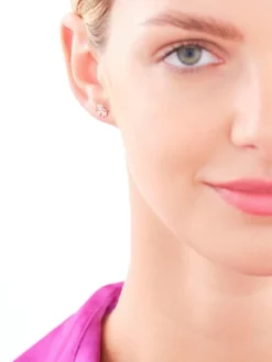 Kolczyki z różowego złota z diamentami – koniczyny - 0,01 ct - próba 375