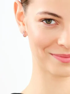 Kolczyki z różowego złota z brylantami, kamieniami szlachetnymi i ozdobnymi - koła - próba 585