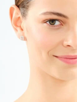 Kolczyki z różowego złota z brylantami i morganitami - próba 585