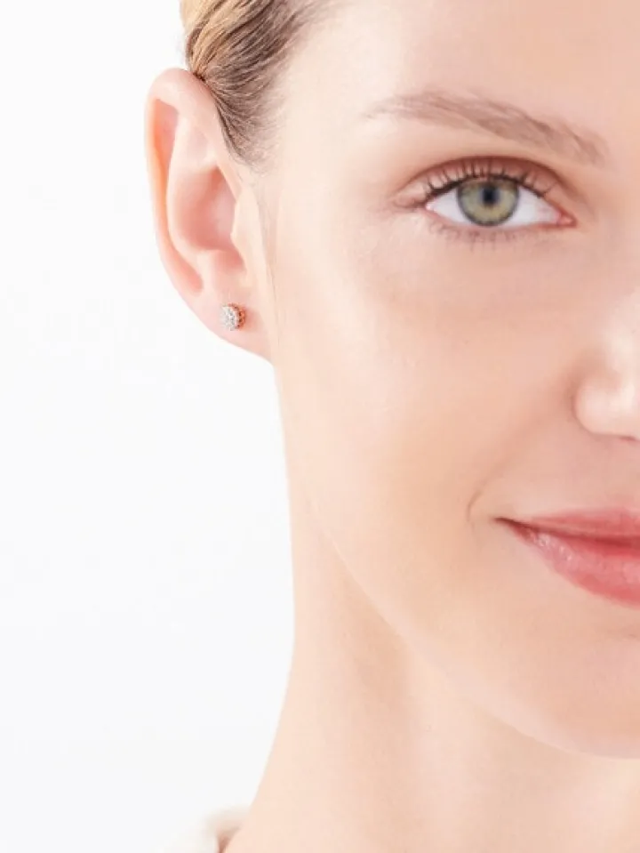 Kolczyki z różowego złota z diamentami - 0,12 ct - próba 585