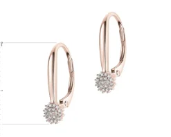 Kolczyki z różowego złota z diamentami - 0,09 ct - próba 585