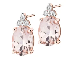 Kolczyki z różowego złota z diamentami i morganitami - próba 585