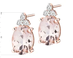 Kolczyki z różowego złota z diamentami i morganitami - próba 585